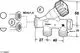 Mischventil von IMI Hydronic Engineering mit seitlichem Einpunktanschluss, abgebildet in einem technischen Diagramm mit Maßangaben und Gewindeinformationen.